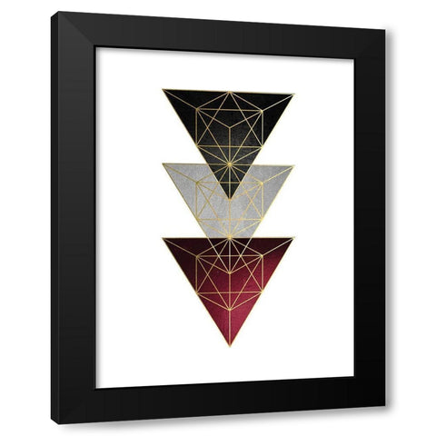 Burg Black Geo 3 Black Modern Wood Framed Art Print by Urban Epiphany
