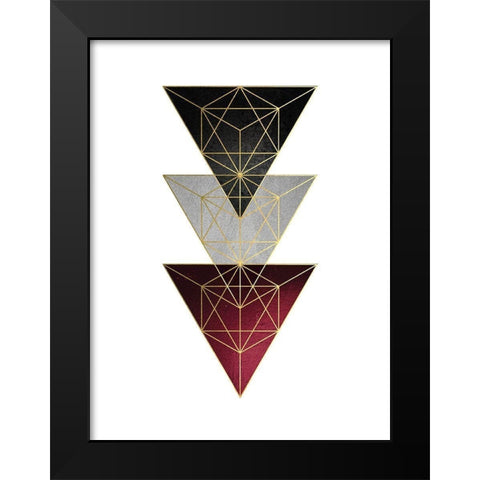 Burg Black Geo 3 Black Modern Wood Framed Art Print by Urban Epiphany