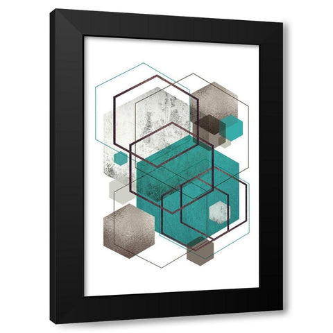 Beige Mint Geometric 2 Black Modern Wood Framed Art Print by Urban Epiphany