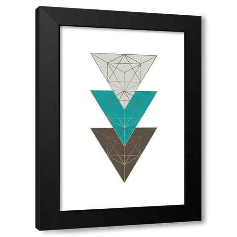 Beige Mint Geometric 3 Black Modern Wood Framed Art Print by Urban Epiphany