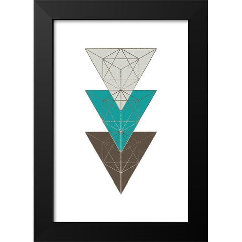 Beige Mint Geometric 3 Black Modern Wood Framed Art Print by Urban Epiphany