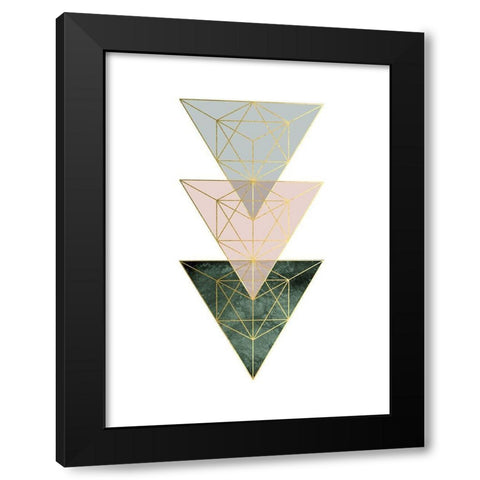 Pink Green Geo 2 Black Modern Wood Framed Art Print with Double Matting by Urban Epiphany