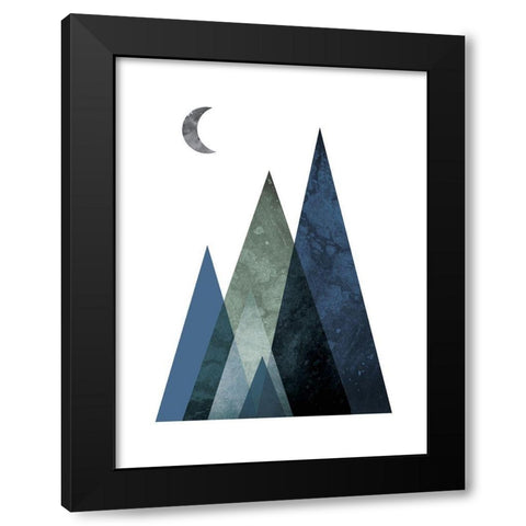 Scandi Blue Hunter Mountains 1 Black Modern Wood Framed Art Print by Urban Epiphany