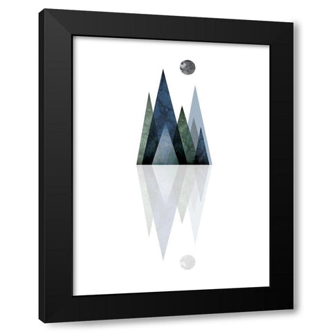 Scandi Blue Hunter Mountains 3 Black Modern Wood Framed Art Print by Urban Epiphany