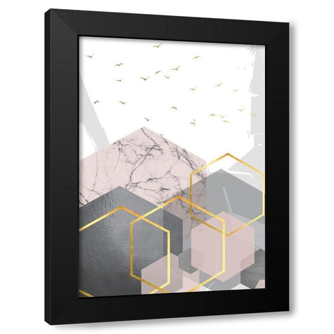 PGG Abstract Landscape 2 Black Modern Wood Framed Art Print with Double Matting by Urban Epiphany
