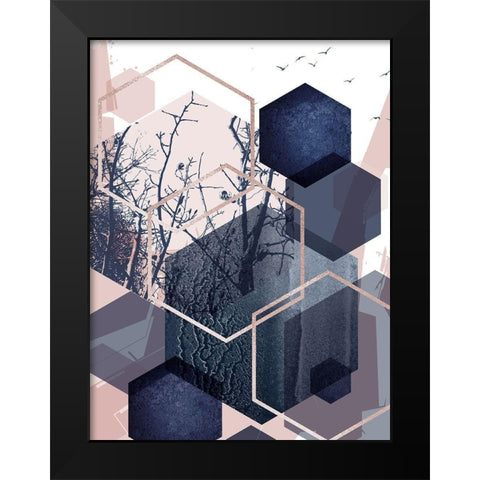 Geo Birds 4 Black Modern Wood Framed Art Print by Urban Epiphany