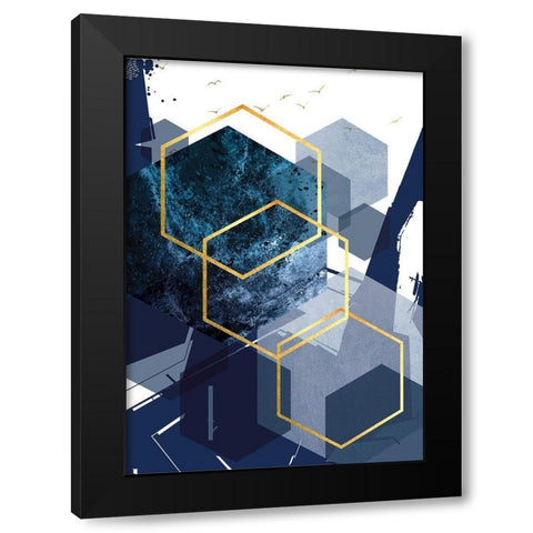 Hexagon Landscape Gold 1 Black Modern Wood Framed Art Print with Double Matting by Urban Epiphany