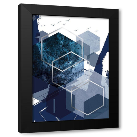 Hexagon Landscape Silver 1 Black Modern Wood Framed Art Print with Double Matting by Urban Epiphany