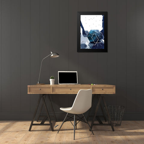 Hexagon Landscape Silver 2 Black Modern Wood Framed Art Print by Urban Epiphany