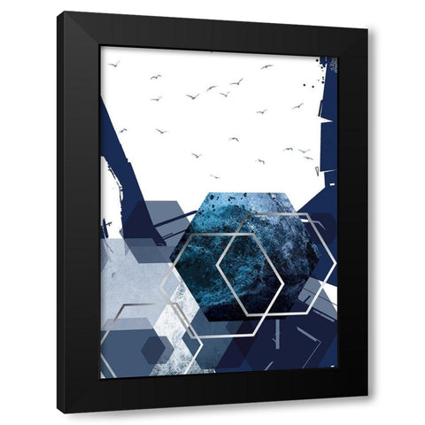 Hexagon Landscape Silver 2 Black Modern Wood Framed Art Print with Double Matting by Urban Epiphany