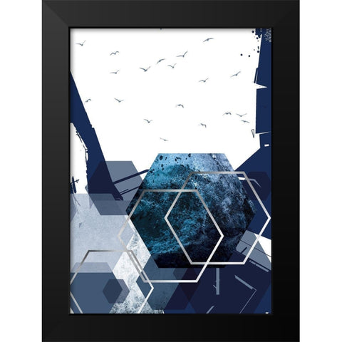 Hexagon Landscape Silver 2 Black Modern Wood Framed Art Print by Urban Epiphany