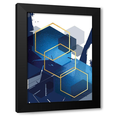 Indigo Abstract 1 Black Modern Wood Framed Art Print by Urban Epiphany