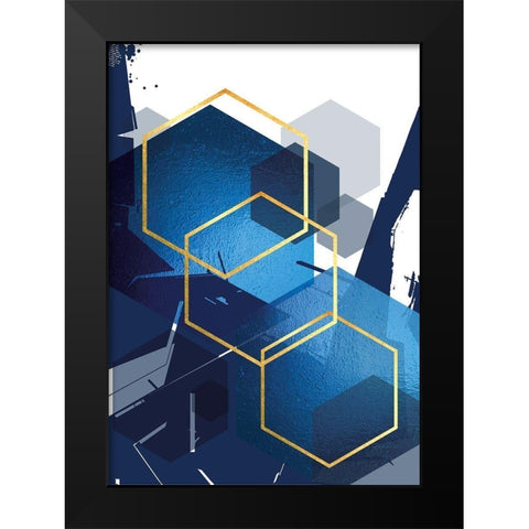 Indigo Abstract 1 Black Modern Wood Framed Art Print by Urban Epiphany