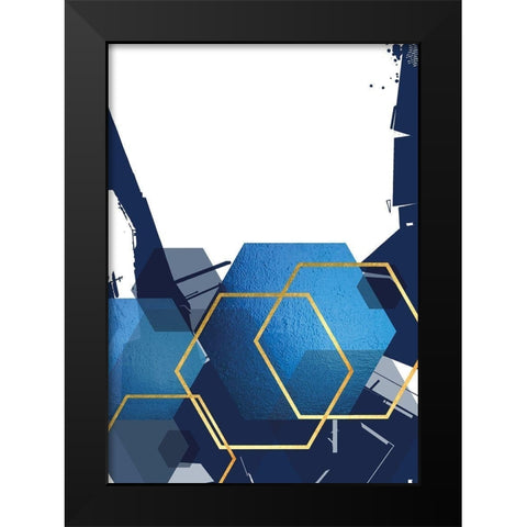 Indigo Abstract 2 Black Modern Wood Framed Art Print by Urban Epiphany