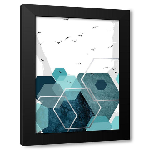 Aqua Abstract 2 Black Modern Wood Framed Art Print with Double Matting by Urban Epiphany