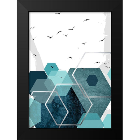 Aqua Abstract 2 Black Modern Wood Framed Art Print by Urban Epiphany