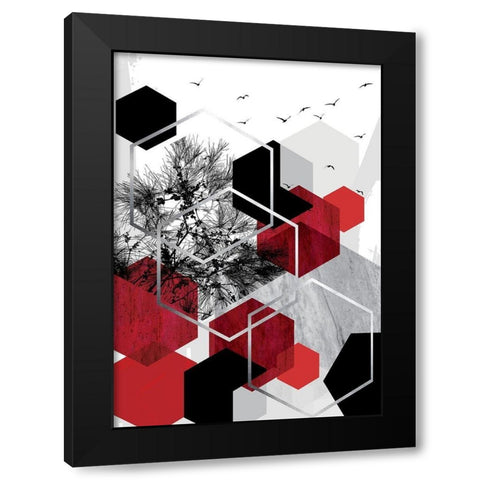 RED Abstract 1 Black Modern Wood Framed Art Print by Urban Epiphany