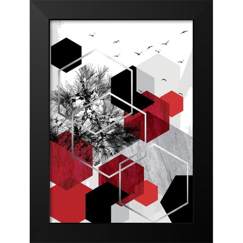 RED Abstract 1 Black Modern Wood Framed Art Print by Urban Epiphany