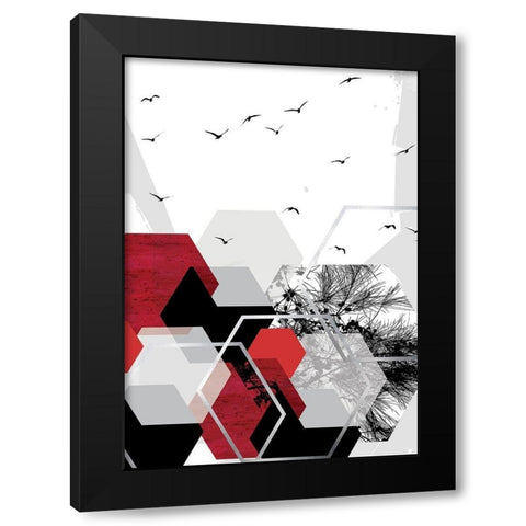 RED Abstract 2 Black Modern Wood Framed Art Print with Double Matting by Urban Epiphany