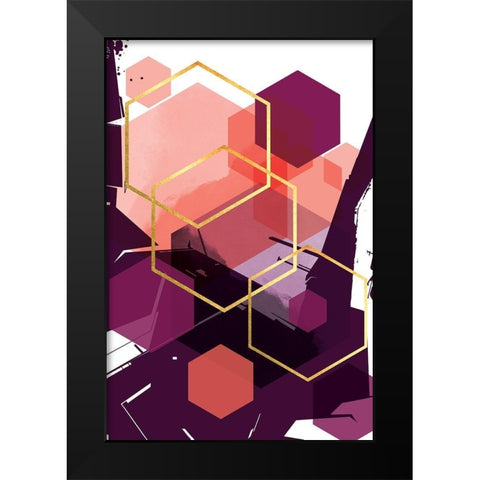 Molten Coral Hex 1 Black Modern Wood Framed Art Print by Urban Epiphany