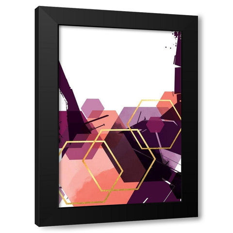 Molten Coral Hex 2 Black Modern Wood Framed Art Print with Double Matting by Urban Epiphany