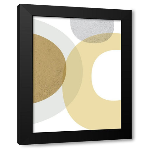 Mid Century Flora Tones Yellow Grey 1 Black Modern Wood Framed Art Print with Double Matting by Urban Epiphany