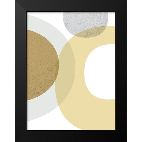 Mid Century Flora Tones Yellow Grey 1 Black Modern Wood Framed Art Print by Urban Epiphany