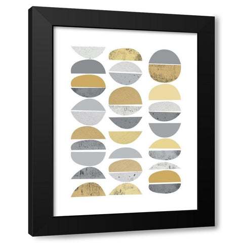 Mid Century Flora Tones Yellow Grey 2 Black Modern Wood Framed Art Print by Urban Epiphany