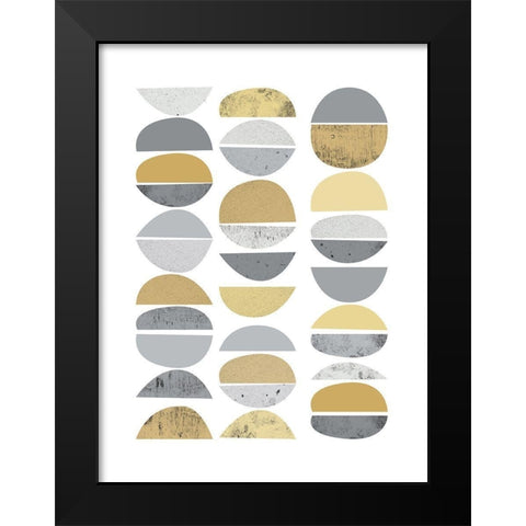 Mid Century Flora Tones Yellow Grey 2 Black Modern Wood Framed Art Print by Urban Epiphany
