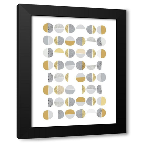 Mid Century Flora Tones Yellow Grey 7 Black Modern Wood Framed Art Print by Urban Epiphany