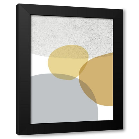 Mid Century Flora Tones Yellow Grey 9 Black Modern Wood Framed Art Print by Urban Epiphany