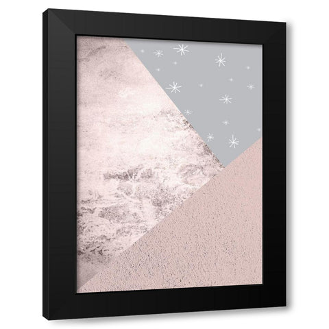 Blush Pink Grey Mountains 1 Black Modern Wood Framed Art Print by Urban Epiphany