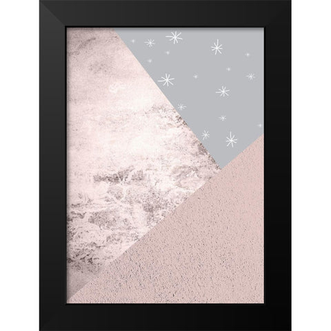 Blush Pink Grey Mountains 1 Black Modern Wood Framed Art Print by Urban Epiphany