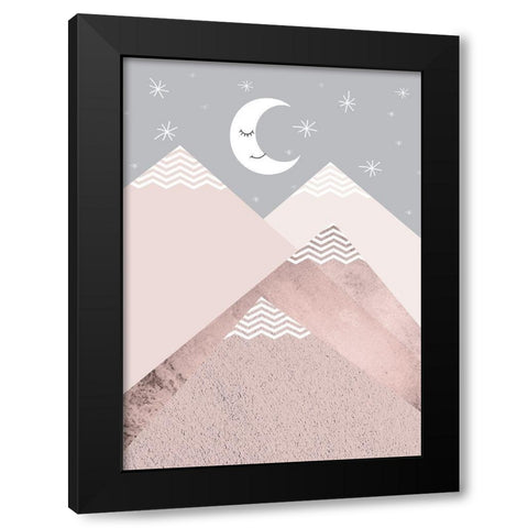 Blush Pink Grey Mountains 2 Black Modern Wood Framed Art Print by Urban Epiphany