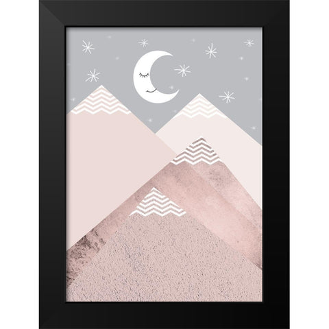 Blush Pink Grey Mountains 2 Black Modern Wood Framed Art Print by Urban Epiphany