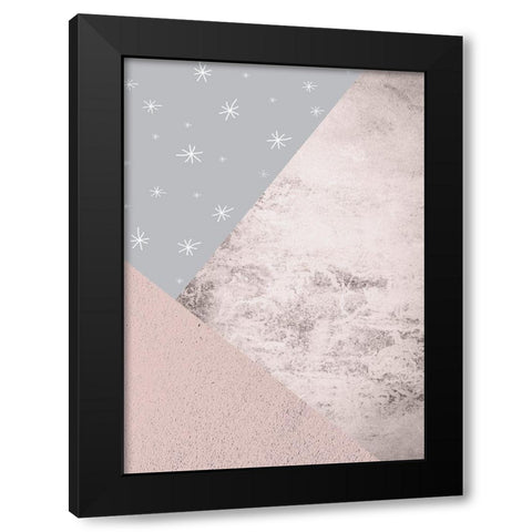 Blush Pink Grey Mountains 3 Black Modern Wood Framed Art Print by Urban Epiphany