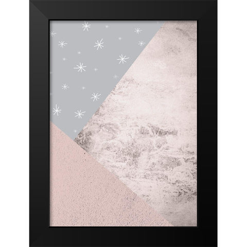 Blush Pink Grey Mountains 3 Black Modern Wood Framed Art Print by Urban Epiphany