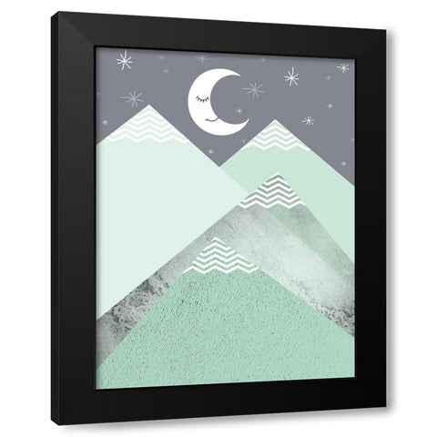 Mint Green Mountains 2 Black Modern Wood Framed Art Print by Urban Epiphany