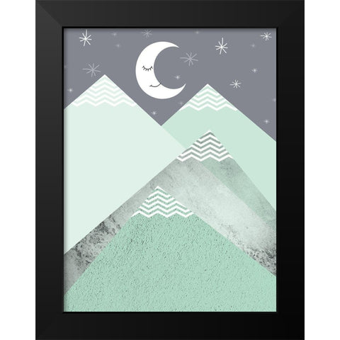 Mint Green Mountains 2 Black Modern Wood Framed Art Print by Urban Epiphany