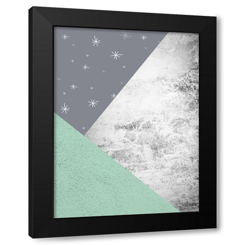 Mint Green Mountains 3 Black Modern Wood Framed Art Print with Double Matting by Urban Epiphany