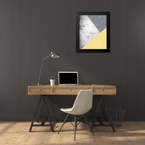 Yellow Grey Mountains 1 Black Modern Wood Framed Art Print by Urban Epiphany