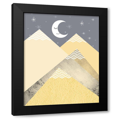 Yellow Grey Mountains 2 Black Modern Wood Framed Art Print by Urban Epiphany