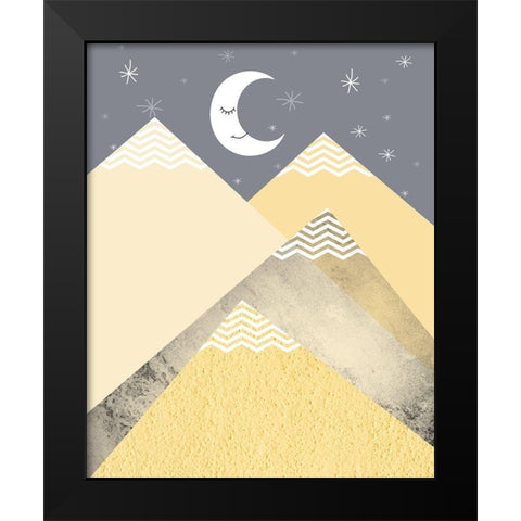 Yellow Grey Mountains 2 Black Modern Wood Framed Art Print by Urban Epiphany