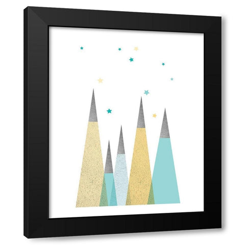 Teal Yellow Mountains 3 Black Modern Wood Framed Art Print with Double Matting by Urban Epiphany