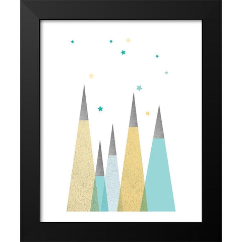 Teal Yellow Mountains 3 Black Modern Wood Framed Art Print by Urban Epiphany