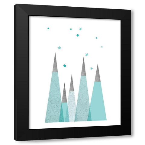 Teal Mountains 3 Black Modern Wood Framed Art Print with Double Matting by Urban Epiphany