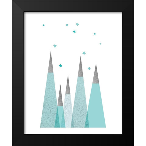 Teal Mountains 3 Black Modern Wood Framed Art Print by Urban Epiphany