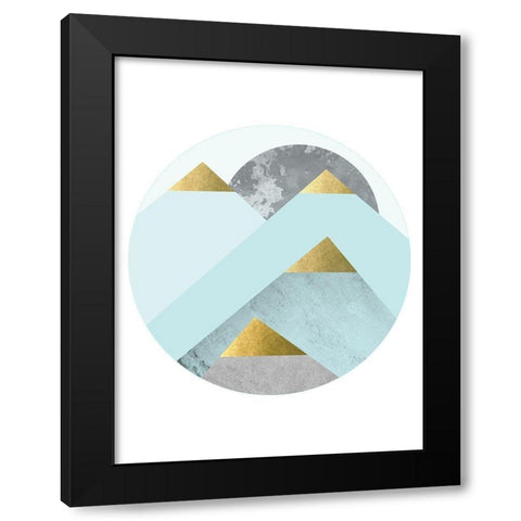 Turquoise Gold Mountains Black Modern Wood Framed Art Print by Urban Epiphany
