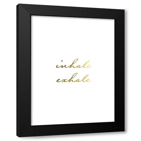 Inhale Exhale Gold Black Modern Wood Framed Art Print with Double Matting by Urban Epiphany