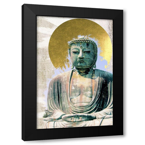 Japanese Buddha with Halo Black Modern Wood Framed Art Print by Urban Epiphany